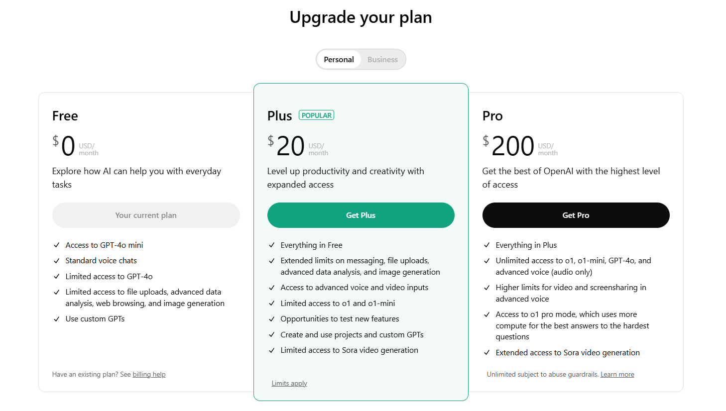 ChatGPT Pricing